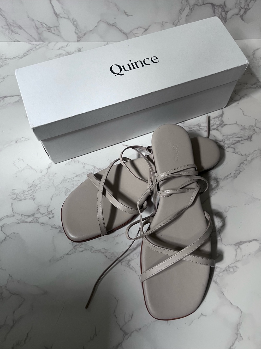 Quince Women's Strappy Lace-Up Sandals — Taupe